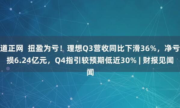道正网  扭盈为亏！理想Q3营收同比下滑36%，净亏损6.24亿元，Q4指引较预期低近30% | 财报见闻